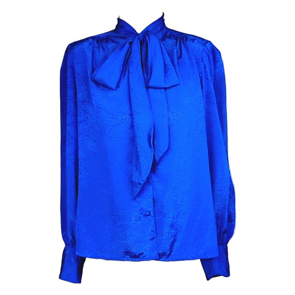 Vintage Bright Blue Paisley Blouse - 12